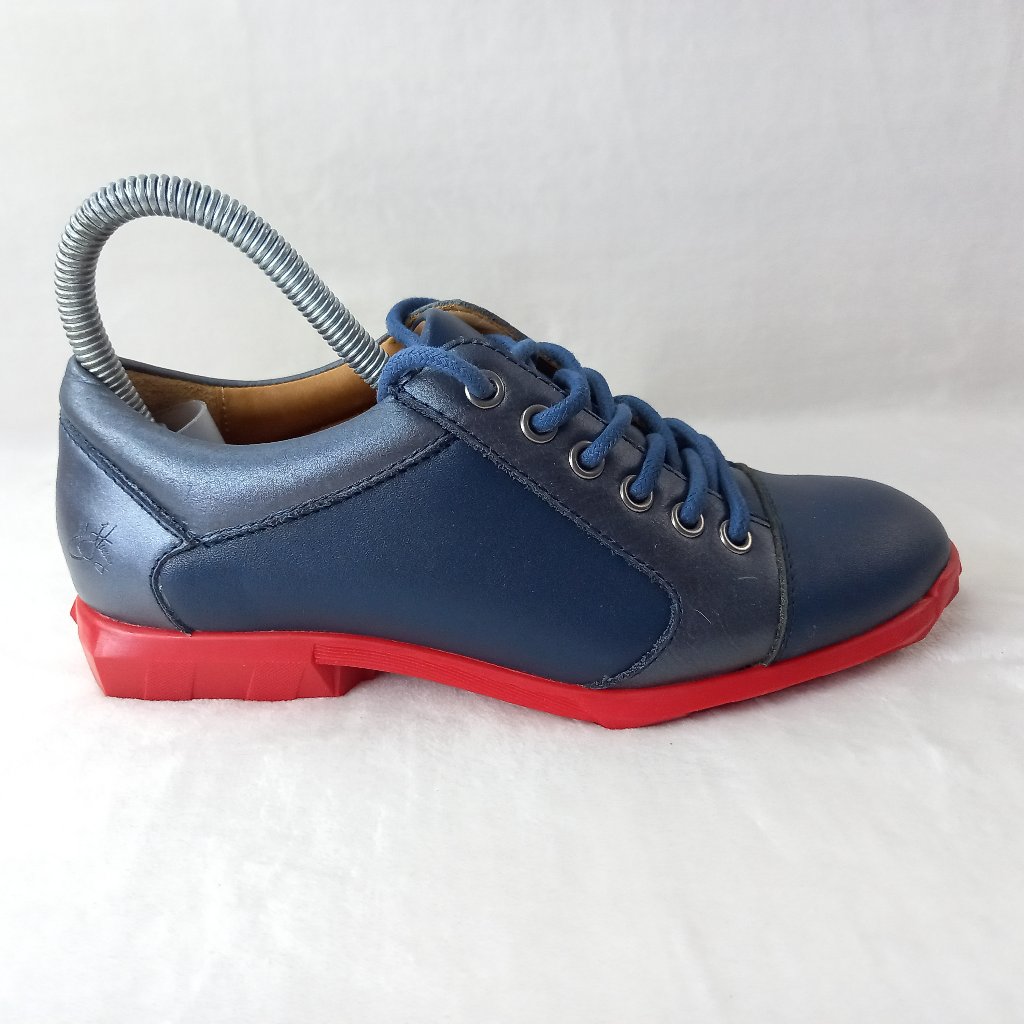 John Fluevog Blue Leather Orbit Wingtip Casual Shoes Mens 4 Us Women's Size 5.5